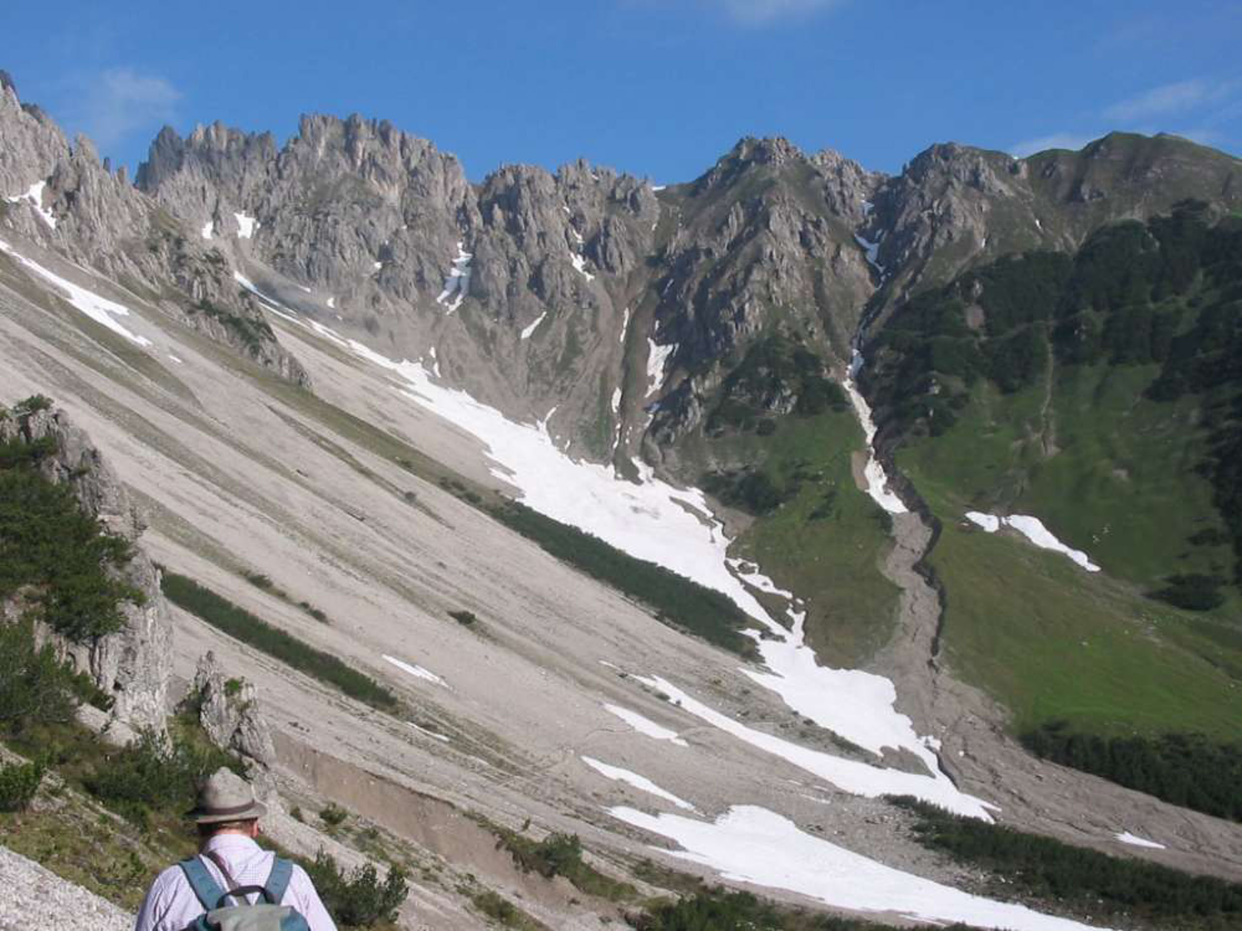 Aussicht im Karwendelgebirge oberhalb der Fleischbanke, Oberisskar